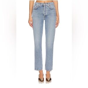 AGOLDE Women’s Riley High-rise Straight Crop Blue Denim Jeans